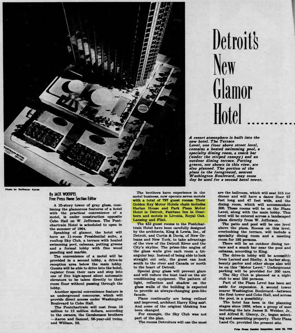 Park Plaza Motor Hotel - June 1963 Article On Gershensons